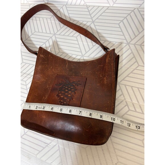 Two Bar West Leather Tooled Embossed Shoulder Bag Handmade Western Vintage - Picture 8 of 16